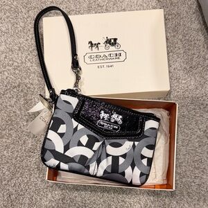 Coach Black and White Wristlet